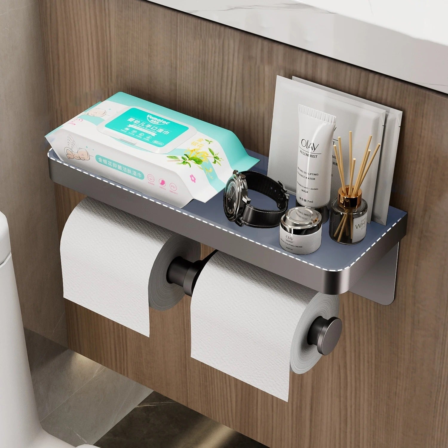 Modern Wall-Mounted Paper Roll Holder for Efficient Storage