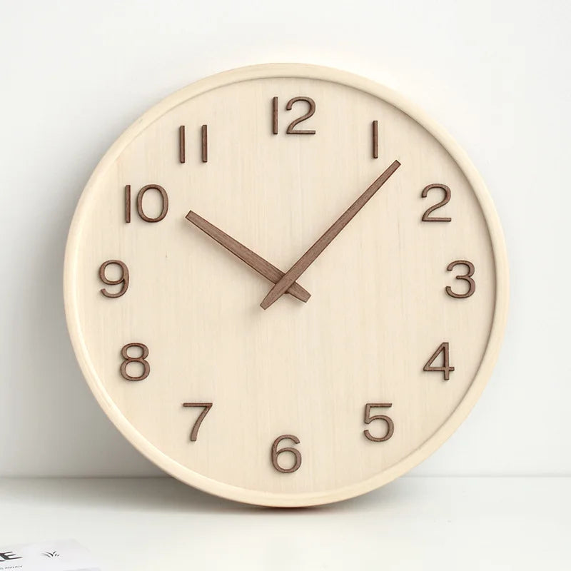 Elegant 30 cm Wooden Wall Clock with Quartz Movement