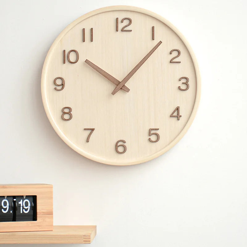 Elegant 30 cm Wooden Wall Clock with Quartz Movement