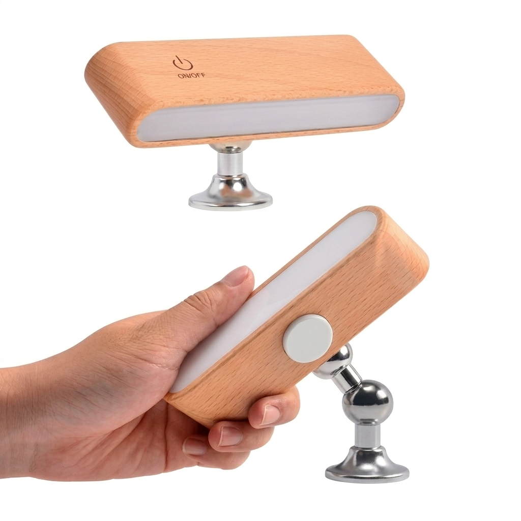 Versatile Wooden LED Wall Lamp with 360° Rotation