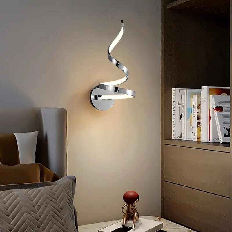 Elegant Spiral LED Wall Fixture – 15W Chrome Finish