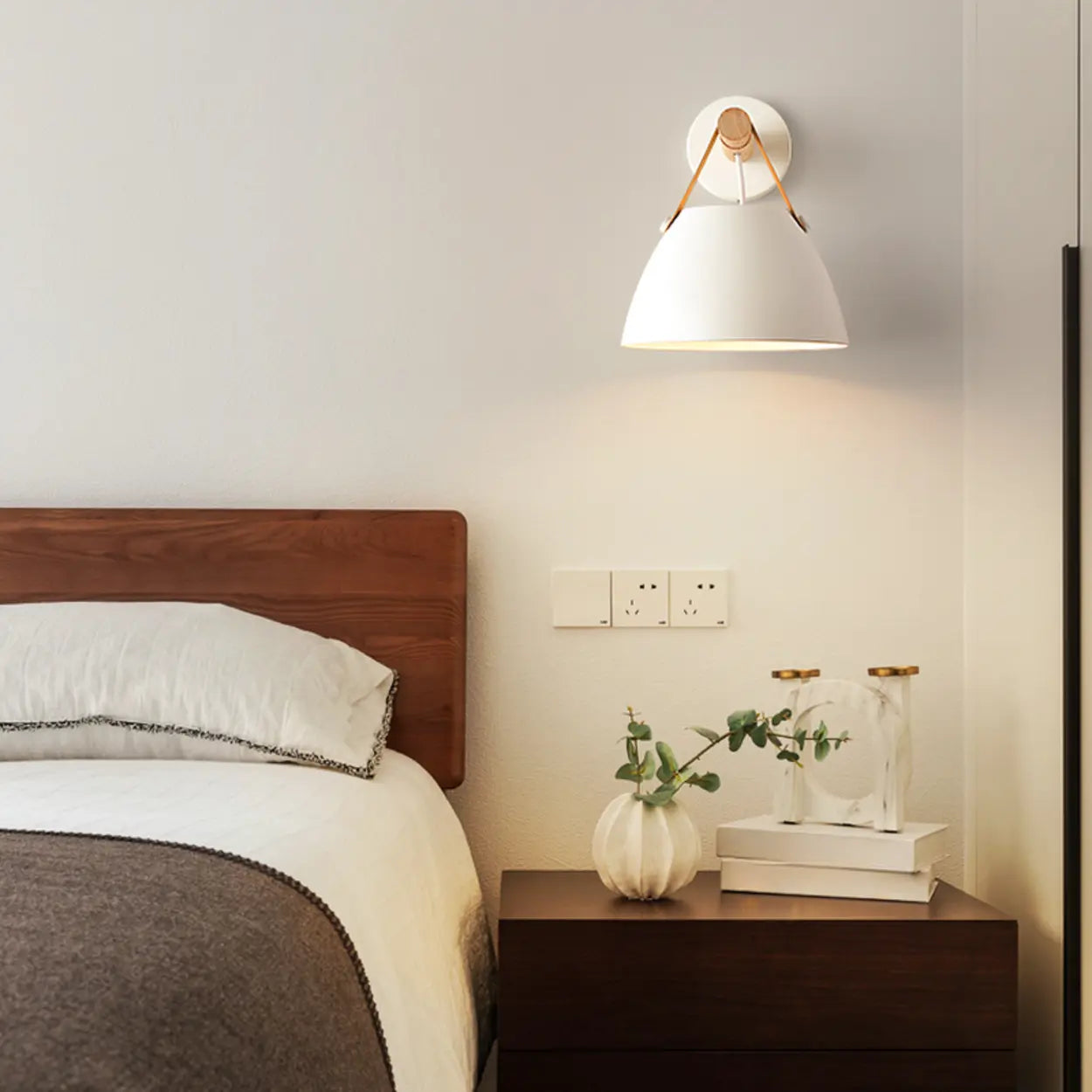 Stylish Indoor Cone Wall Light with Leather Strap