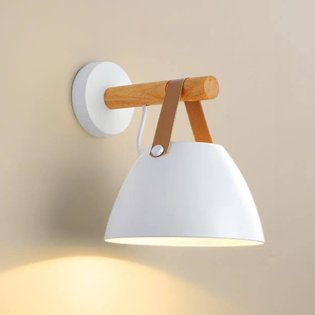 Stylish Indoor Cone Wall Light with Leather Strap