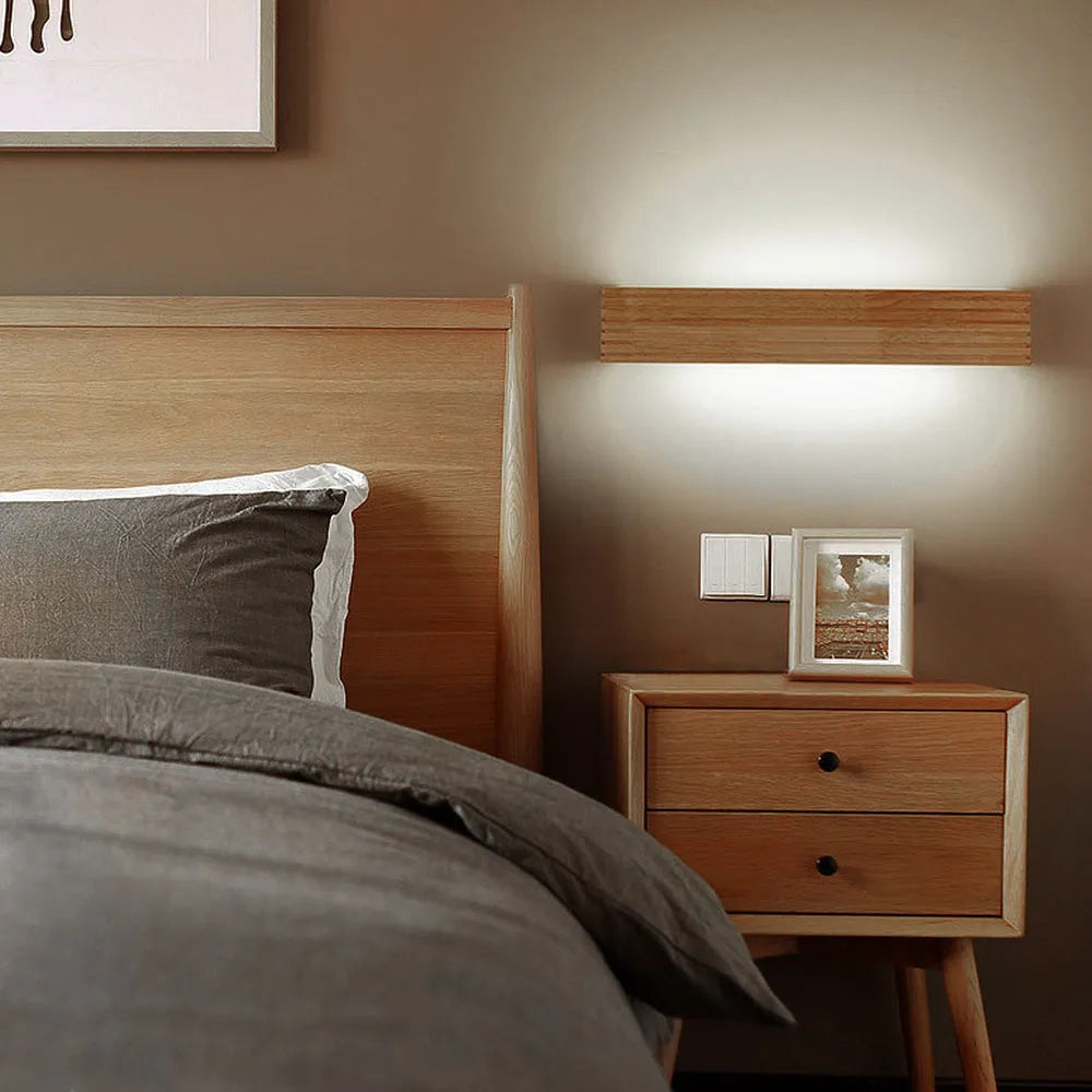 Stylish Wall-Mounted Light Fixture with Wooden Accent