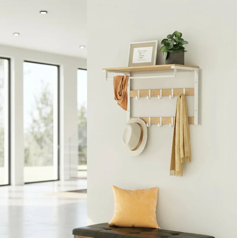 Stylish Wall-Mounted Coat Organizer with Shelving and Hooks