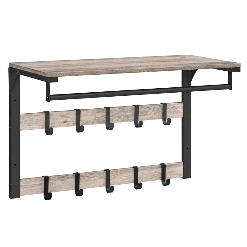 Stylish Wall-Mounted Coat Organizer with Shelving and Hooks