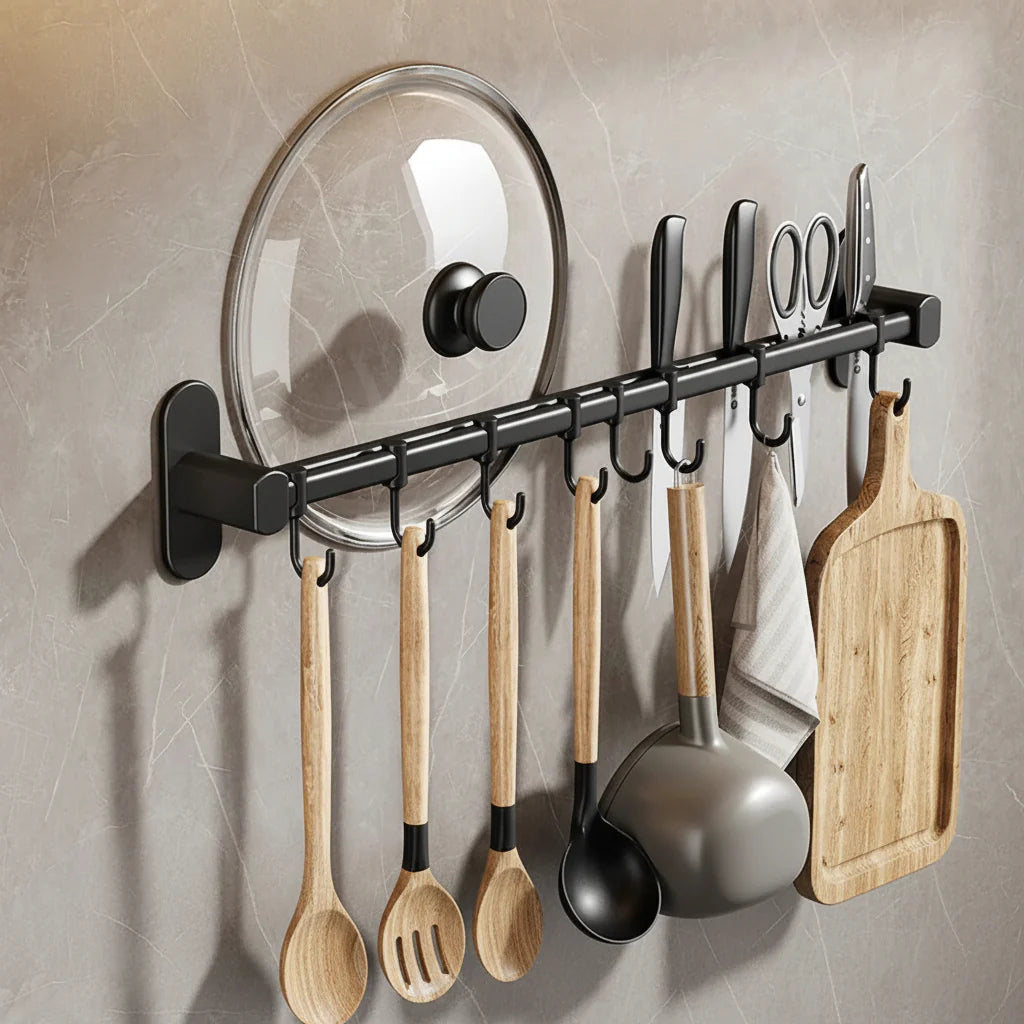 Wall-Mounted Kitchen Hook Organizer