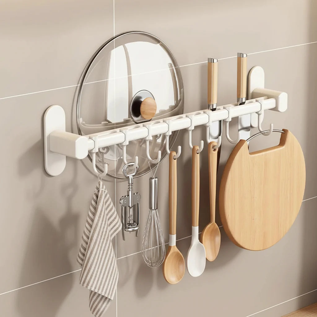 Wall-Mounted Kitchen Hook Organizer