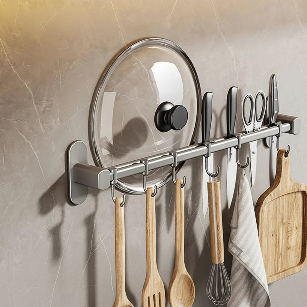 Wall-Mounted Kitchen Hook Organizer