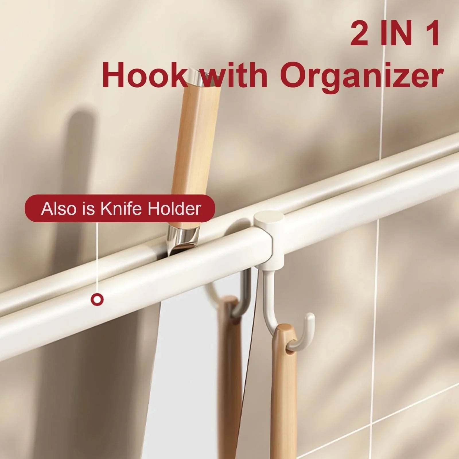 Wall-Mounted Kitchen Hook Organizer
