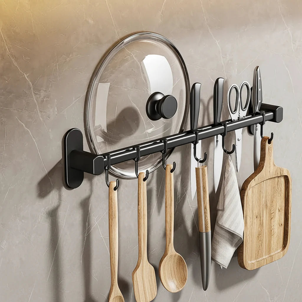 Wall-Mounted Kitchen Hook Organizer