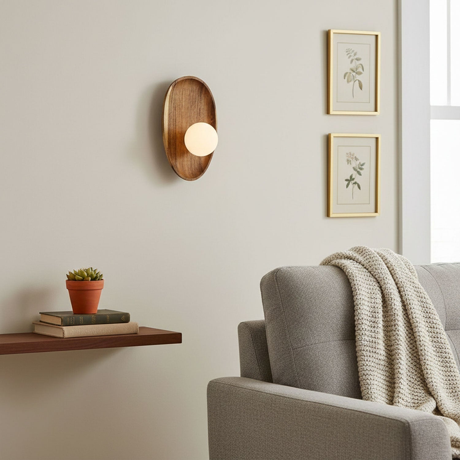 Elegant Indoor Wall Sconce with Wood and Glass Design