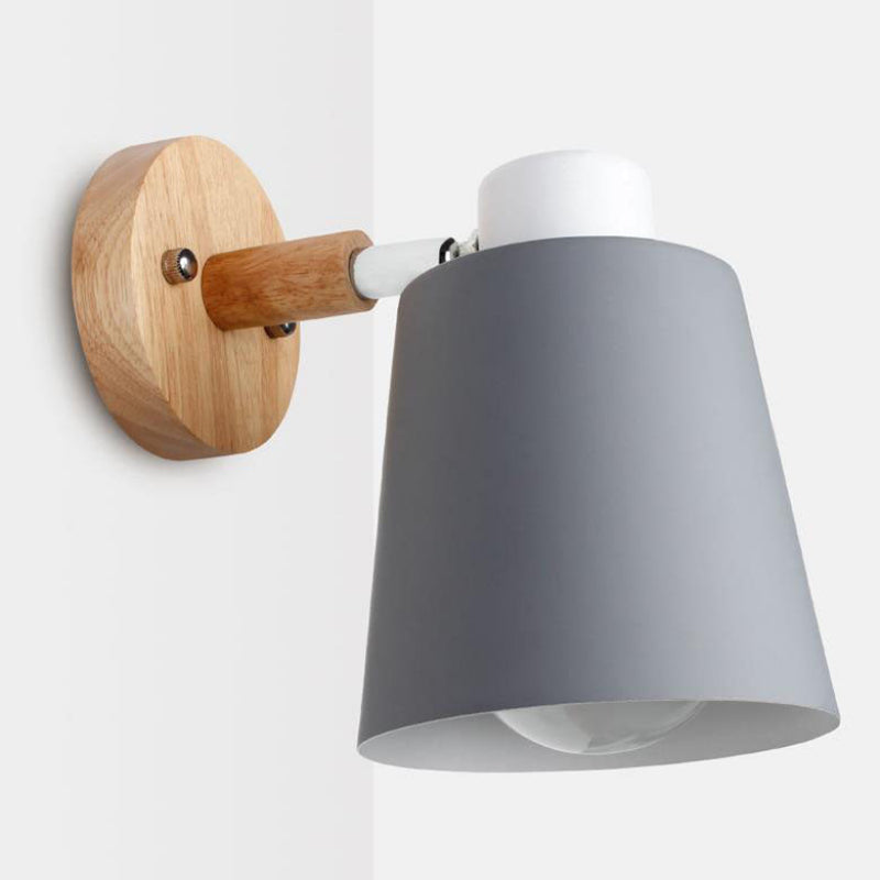 Elegant Indoor Wall Light with Iron and Wood Design