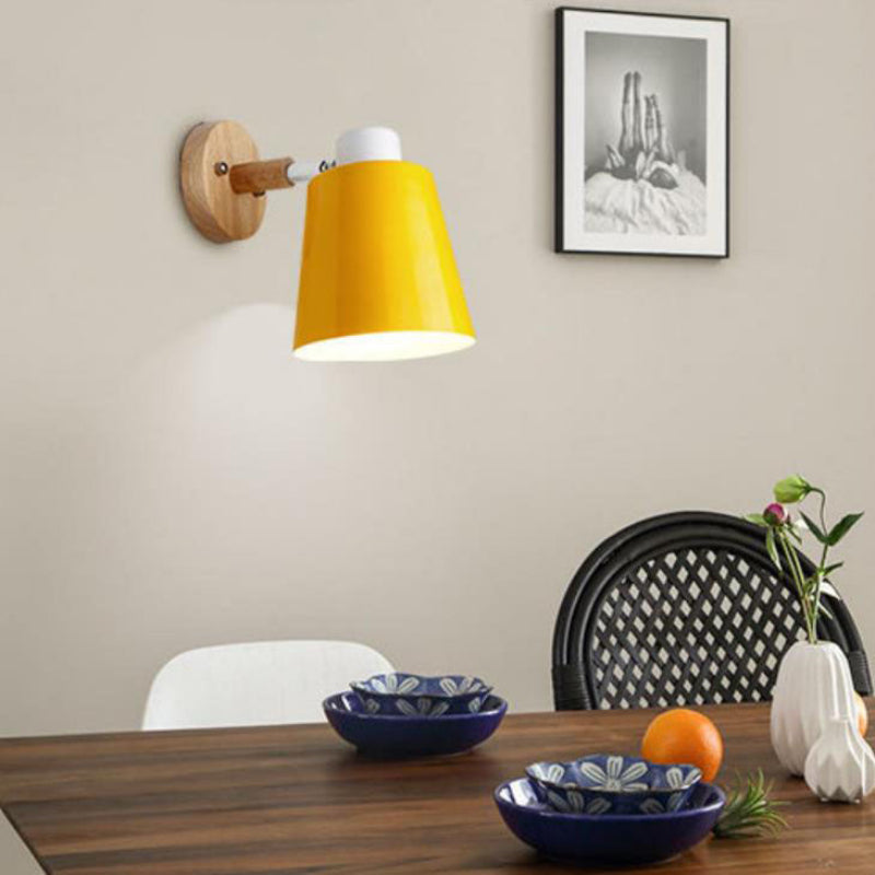 Elegant Indoor Wall Light with Iron and Wood Design