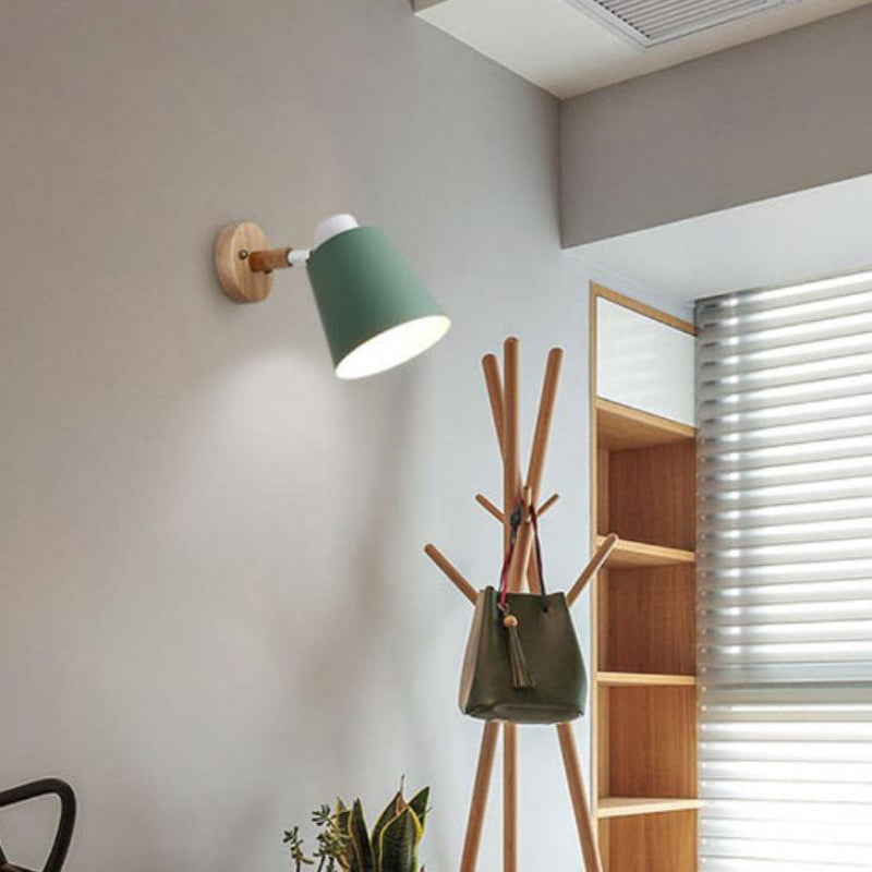 Elegant Indoor Wall Light with Iron and Wood Design