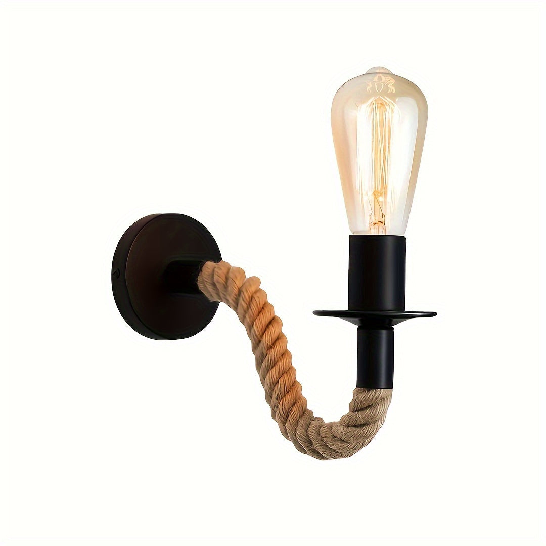 Chic Matte Black Wall Light with Rope and Glass Design