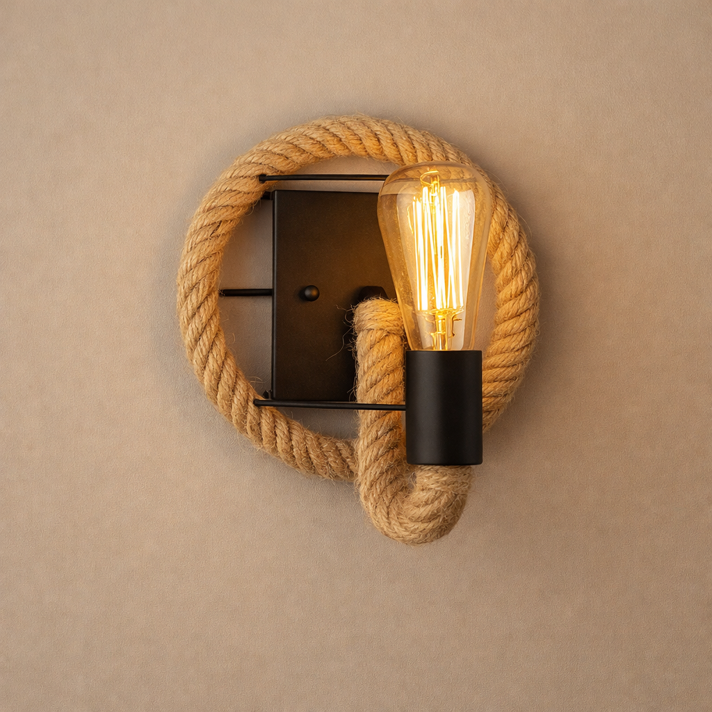 Artisan Rope-Wrapped Wall Light Fixture - E27 Compatible