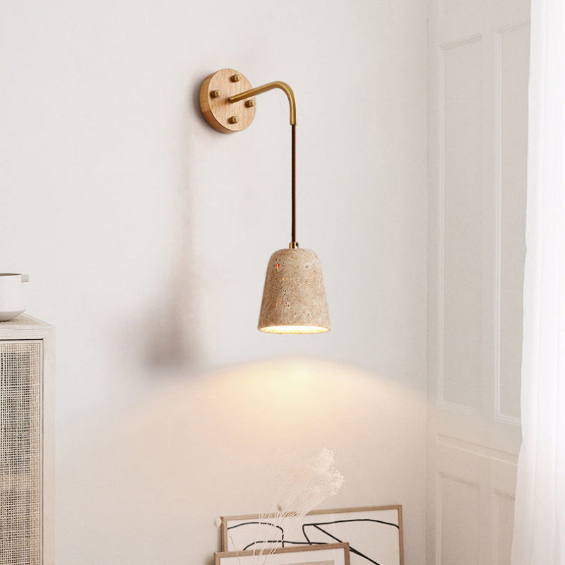 Elegant Wood and Travertine Wall Light for Indoor Spaces