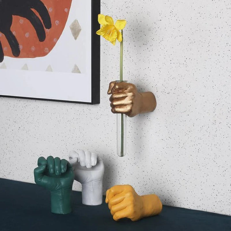 Artistic Hand-Shaped Wall Planter with Glass Tube