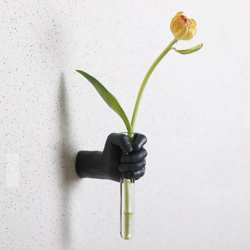 Artistic Hand-Shaped Wall Planter with Glass Tube