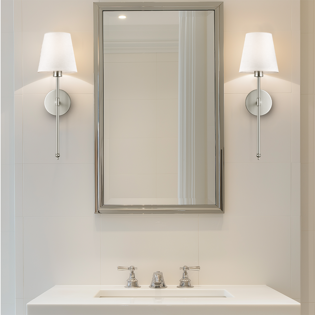 Wall Light | Fabric Shade | Set of 2 | 3M Adhesive Mount | LumiStick Duo