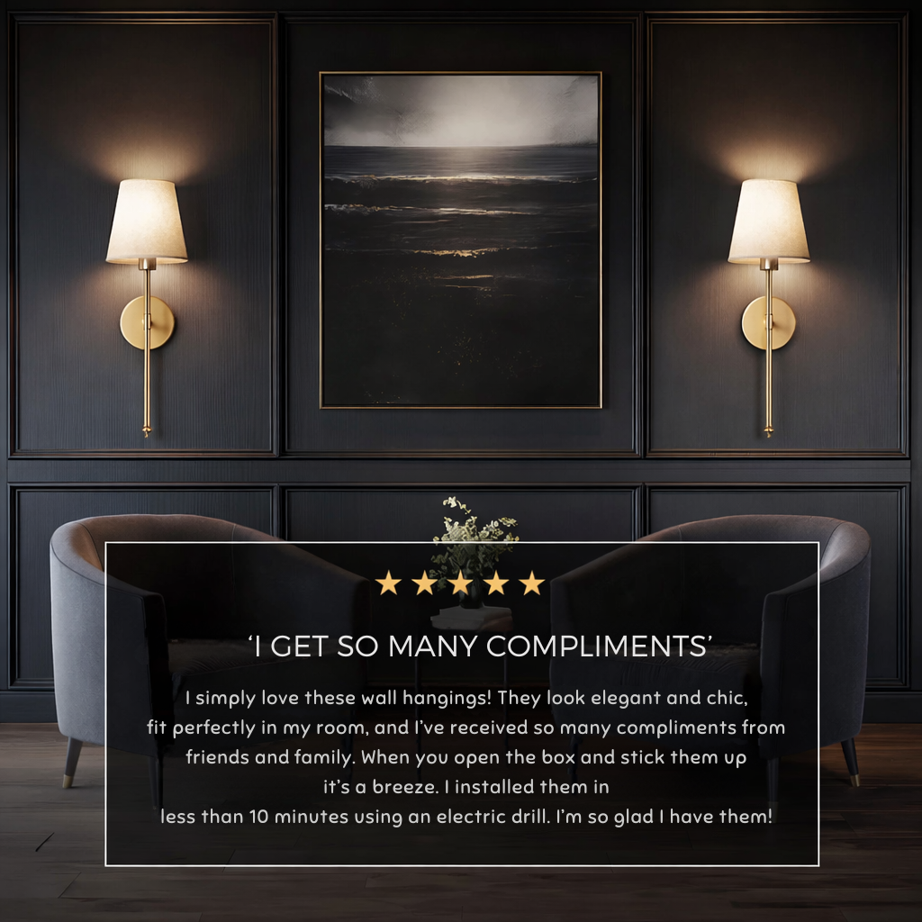 Wall Light | Fabric Shade | Set of 2 | 3M Adhesive Mount | LumiStick Duo