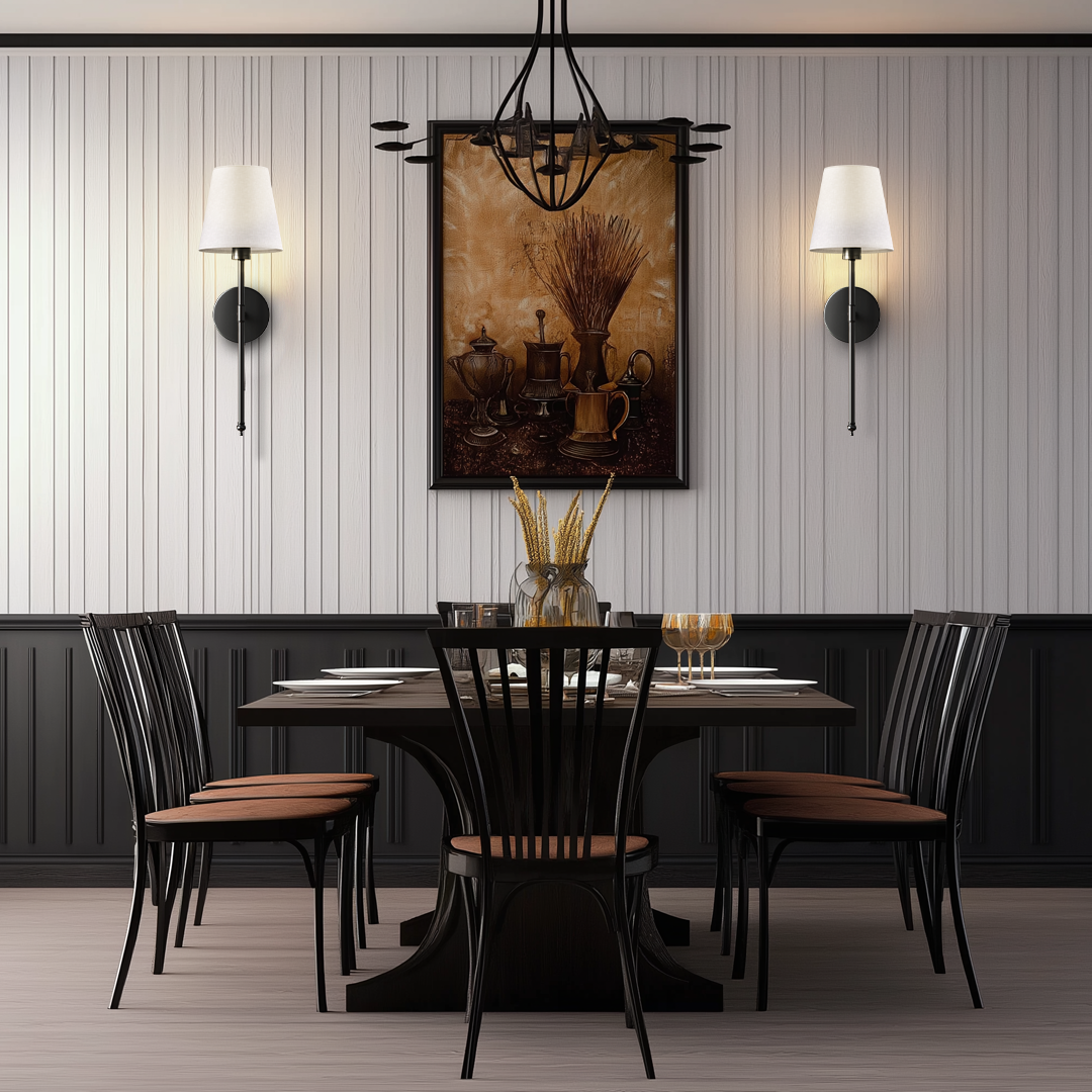 Wall Light | Fabric Shade | Set of 2 | 3M Adhesive Mount | LumiStick Duo