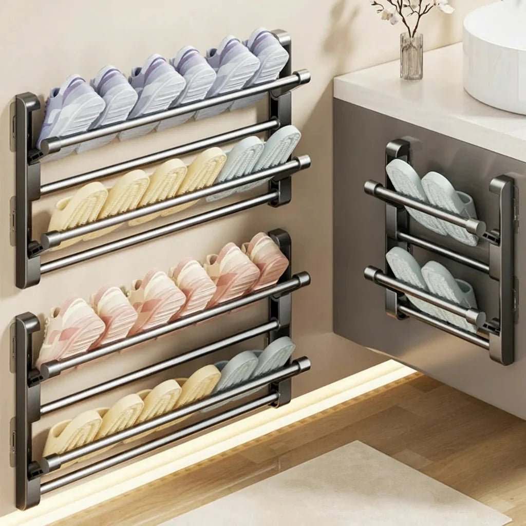 Wall-Mounted Shoe Rack – Easy-Clean Plastic, Space-Saving Design