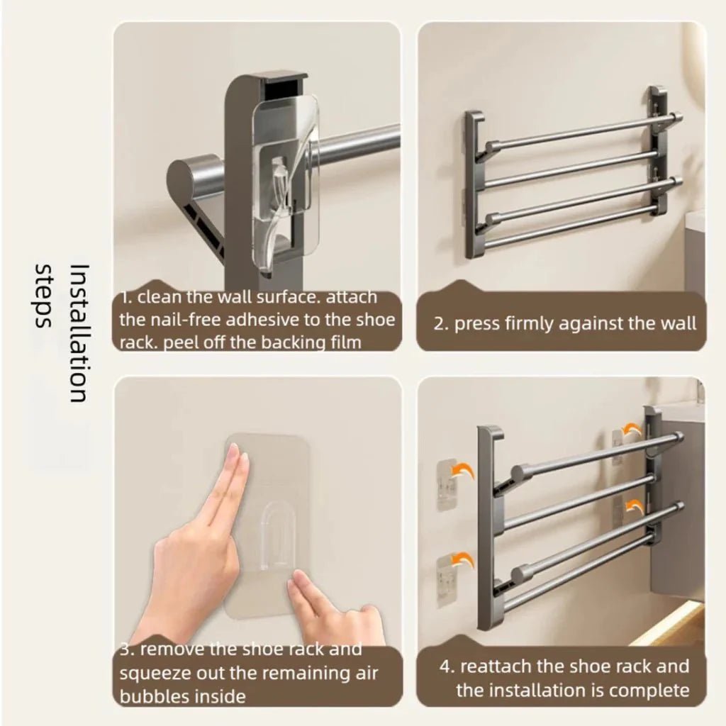 Wall-Mounted Shoe Rack – Easy-Clean Plastic, Space-Saving Design