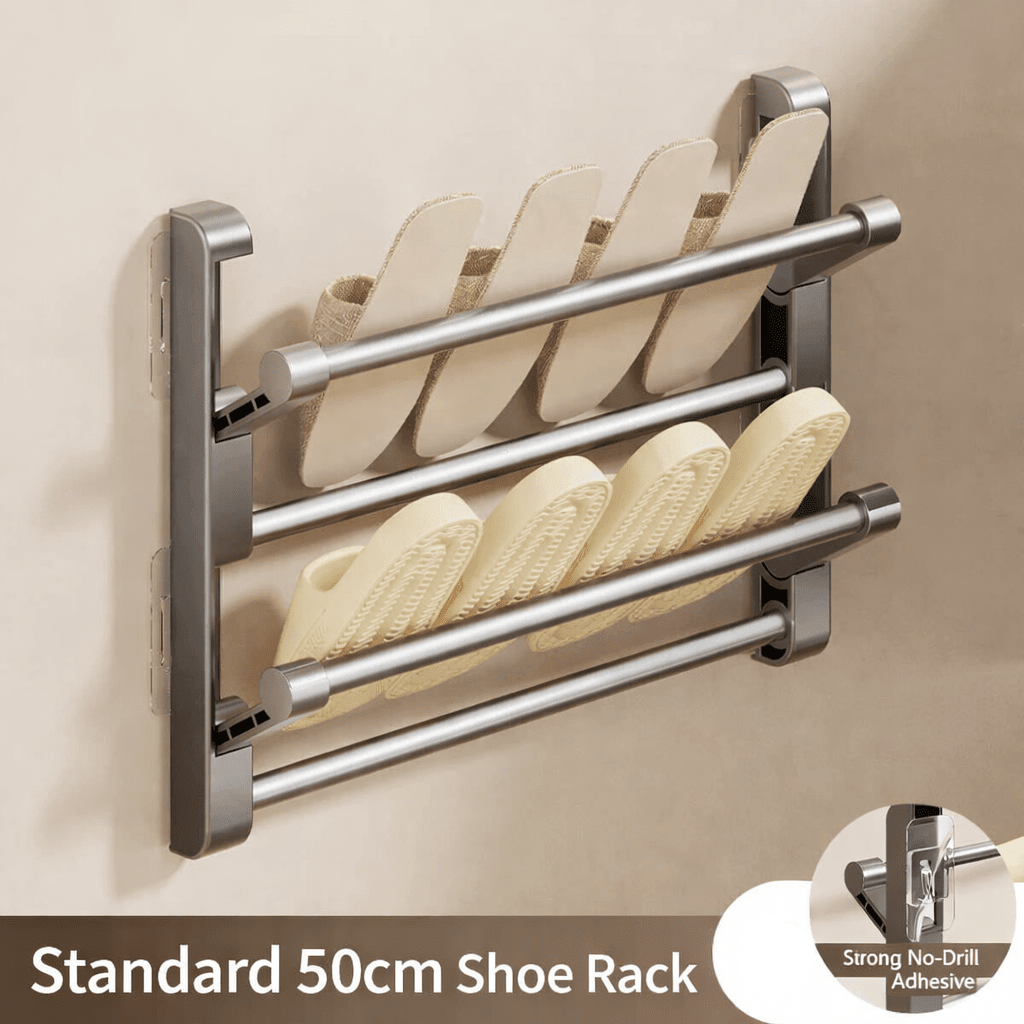 Wall-Mounted Shoe Rack – Easy-Clean Plastic, Space-Saving Design
