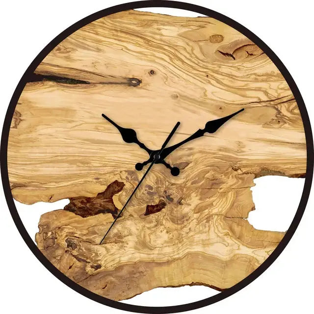 Wall Clock | Natural Wood with Resin Coating | Silent Quartz Movement