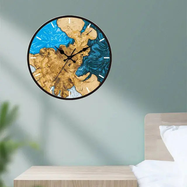 Wall Clock | Natural Wood with Resin Coating | Silent Quartz Movement