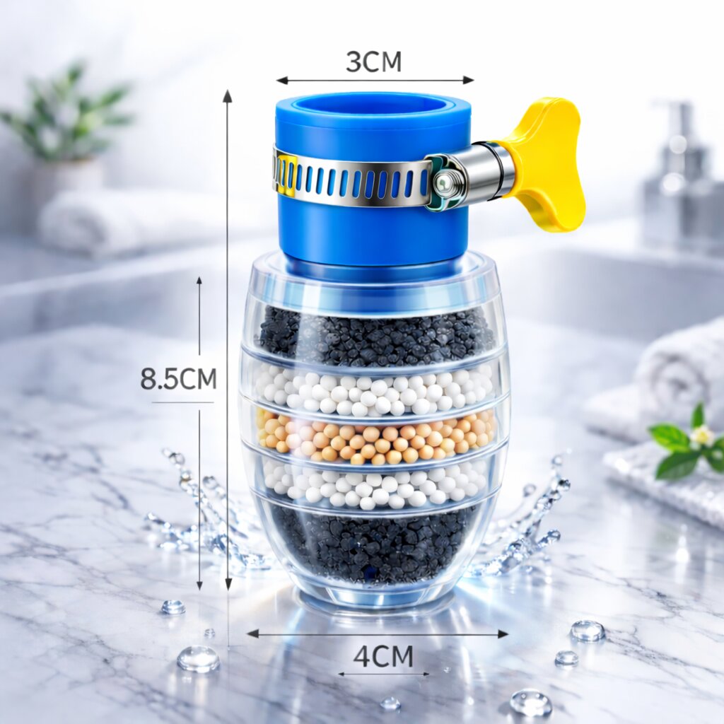 5-Layer Activated Carbon Water Filter for Chlorine and Limescale Removal