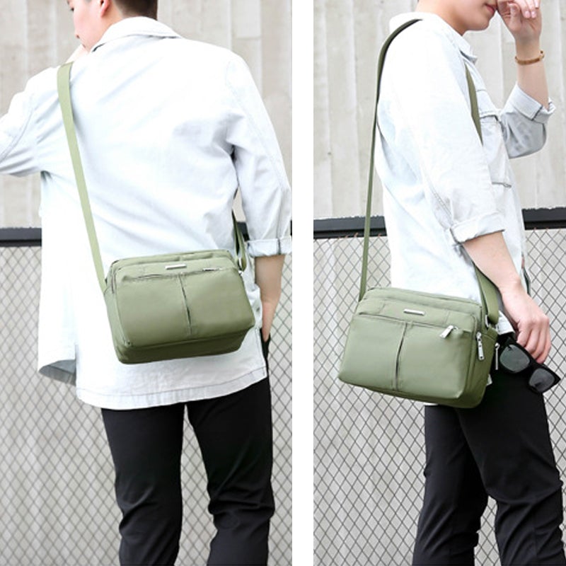 Water-Resistant Multi-Compartment Crossbody Bag with Adjustable Strap