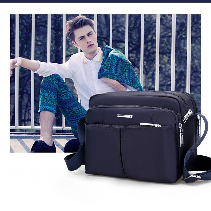 Water-Resistant Multi-Compartment Crossbody Bag with Adjustable Strap