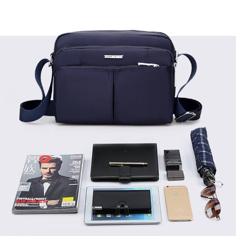 Water-Resistant Multi-Compartment Crossbody Bag with Adjustable Strap