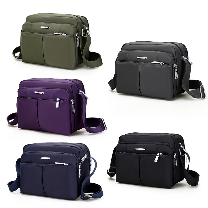 Water-Resistant Multi-Compartment Crossbody Bag with Adjustable Strap