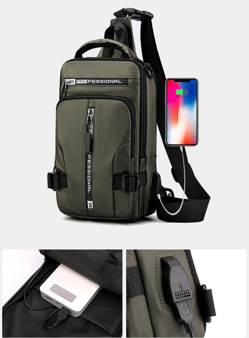 Versatile Waterproof Crossbody Backpack with USB Charging Port
