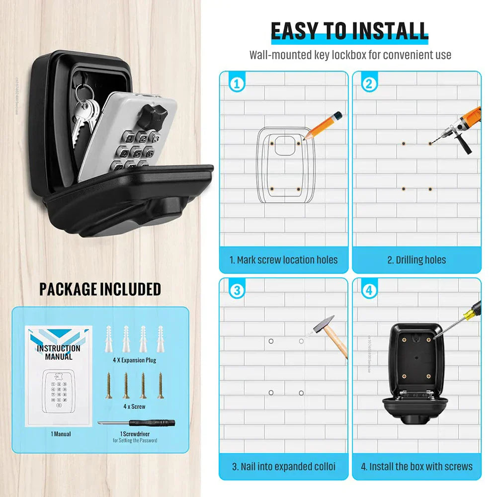 Weather-Resistant Key Storage Box with Secure Lock System