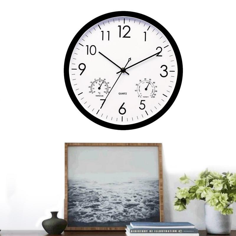 Weather-Resistant 30cm Outdoor Clock with Temperature & Humidity Readings