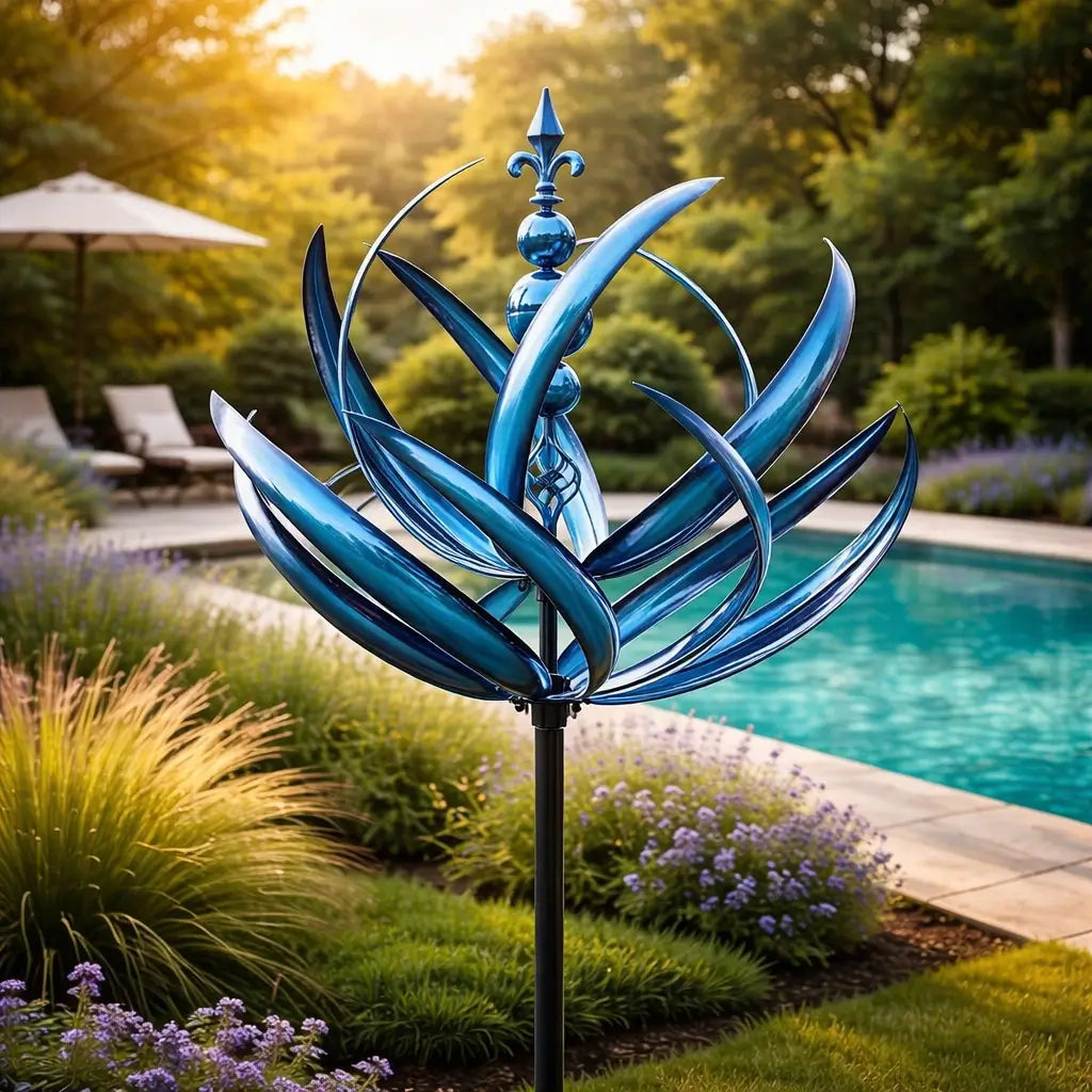 Lotus-Shaped Metal Wind Spinner | Weather Vane | Rust-Resistant