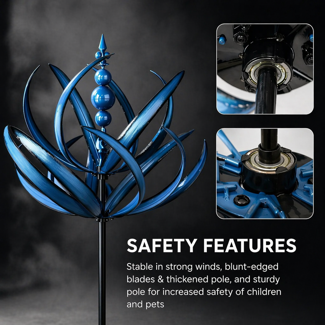 Lotus-Shaped Metal Wind Spinner | Weather Vane | Rust-Resistant