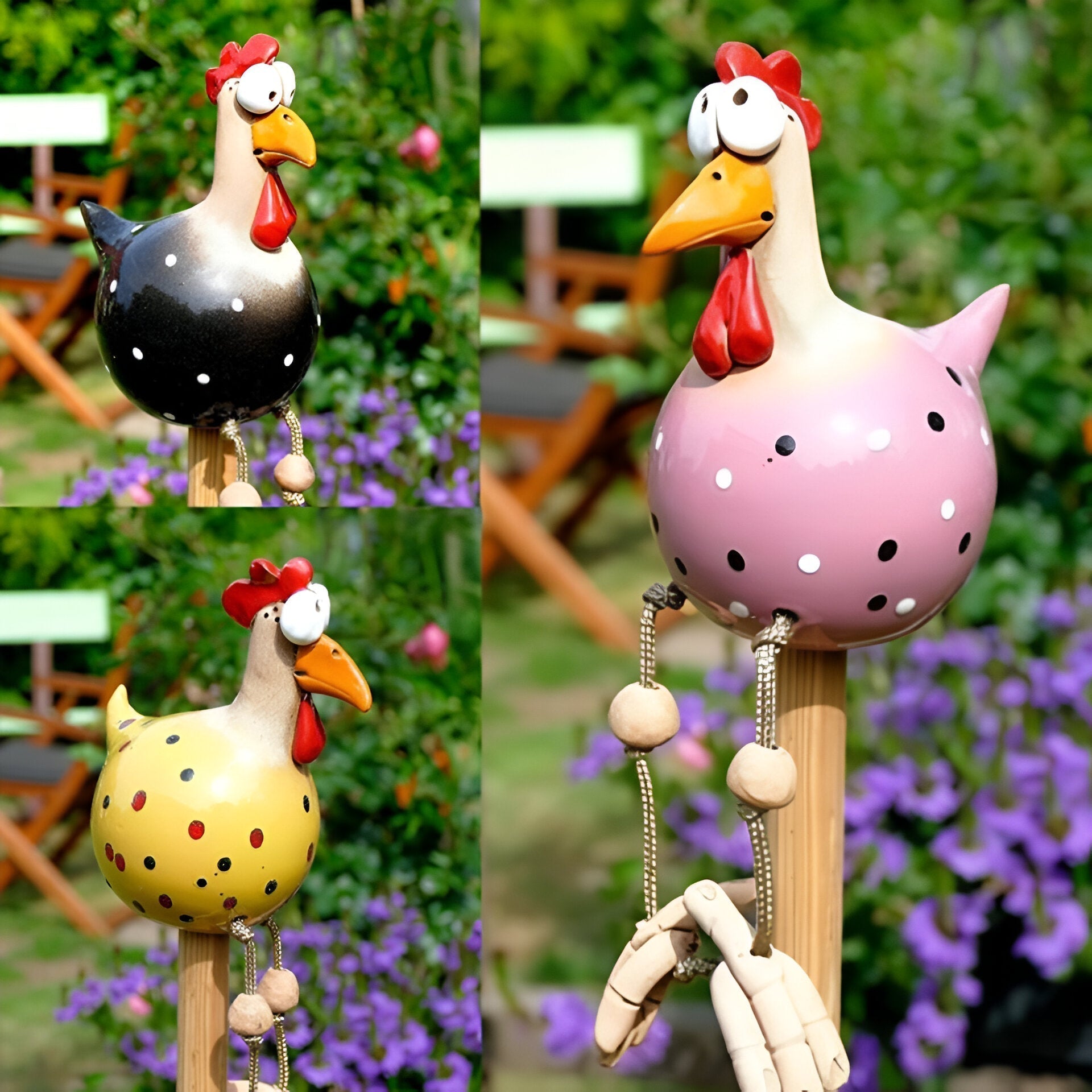 Charming Colorful Rooster Garden Ornament with Weather-Resistant Finish