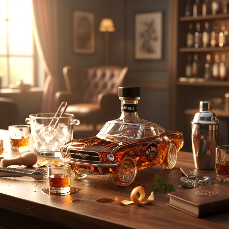 Whiskey Decanter with Detailed Glass Design for Home Bar