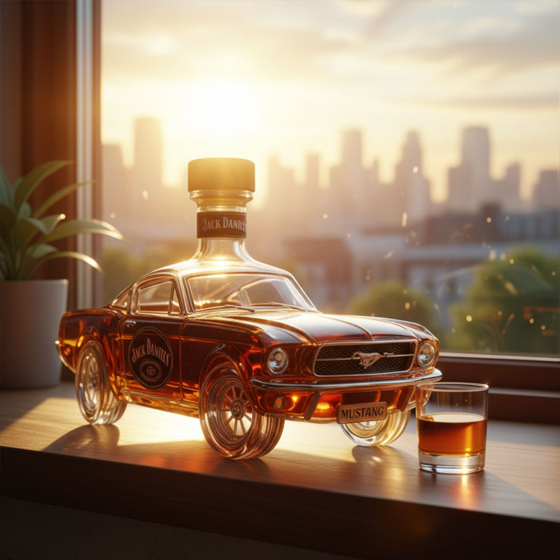 Whiskey Decanter with Detailed Glass Design for Home Bar