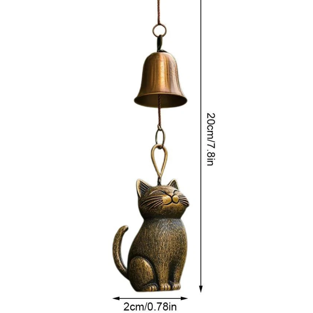 Artisan Cat-Inspired Copper Wind Chime for a Calming Atmosphere