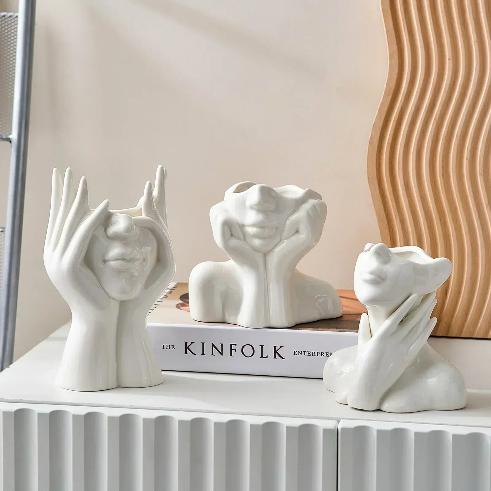 Sleek White Vase - Chic Modern Accent for Your Home