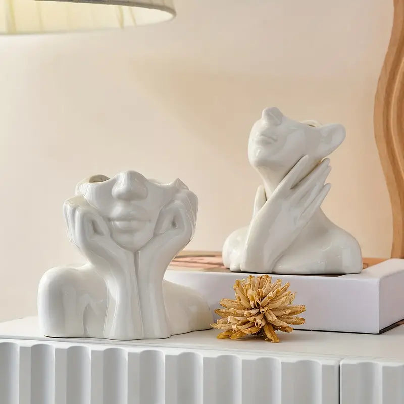 Sleek White Vase - Chic Modern Accent for Your Home