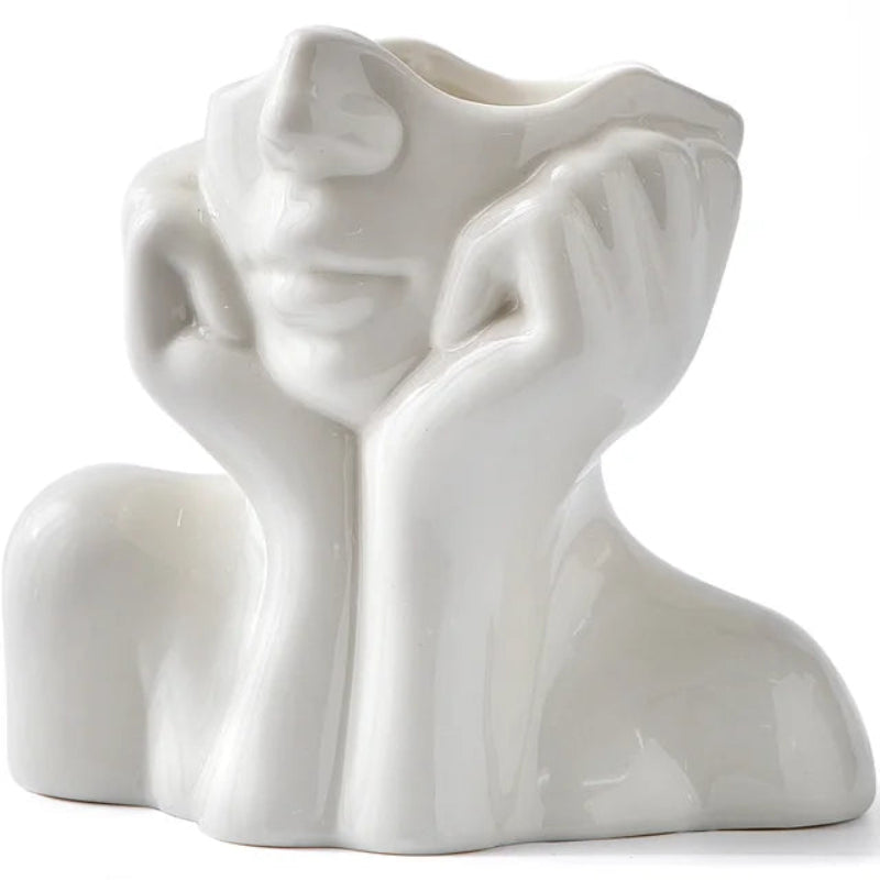 Sleek White Vase - Chic Modern Accent for Your Home