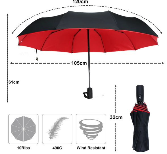 Compact Auto-Open Travel Umbrella with Wind Resistance